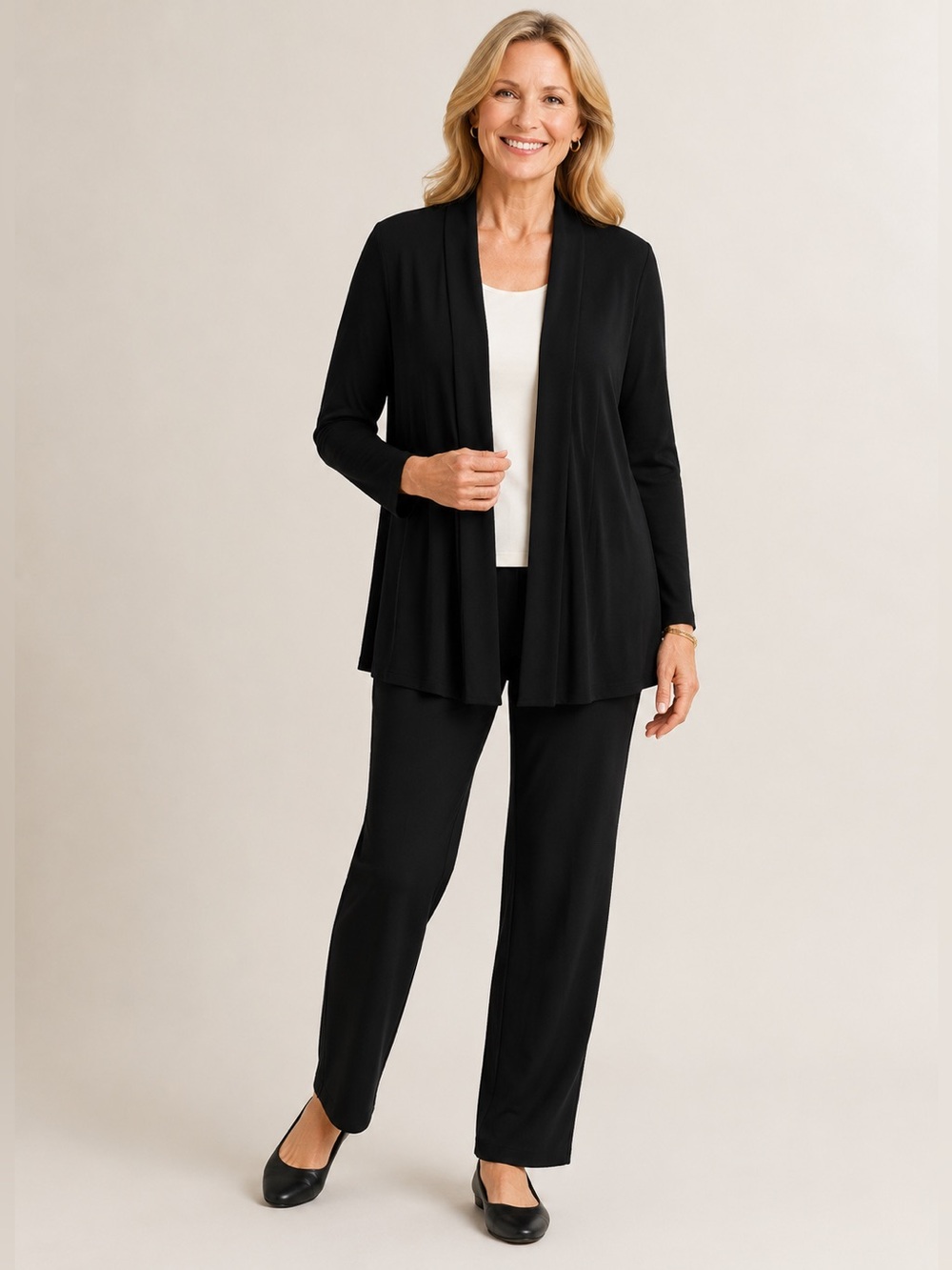 Chico's Wrinkle Resistant Drape Open-Front Slinky Knit Travelers Cardigan 12/14